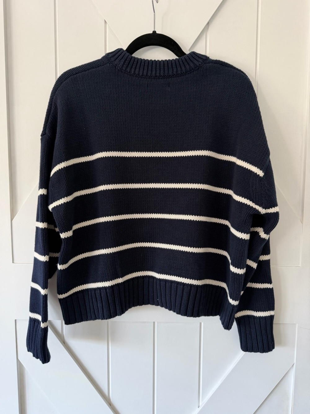 Quince Navy and White Stripe Crewneck Sweater - Picture 4 of 8